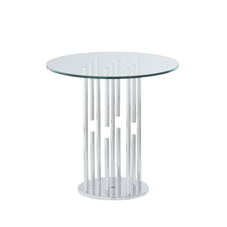 Orren Ellis Ashburt Glass Pedestal End Table Wayfair Canada